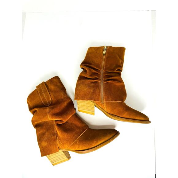 Antelope Lori Tan Suede Slouchy Western Ankle Booties 36 W Cowboy Style Boots - Picture 7 of 10